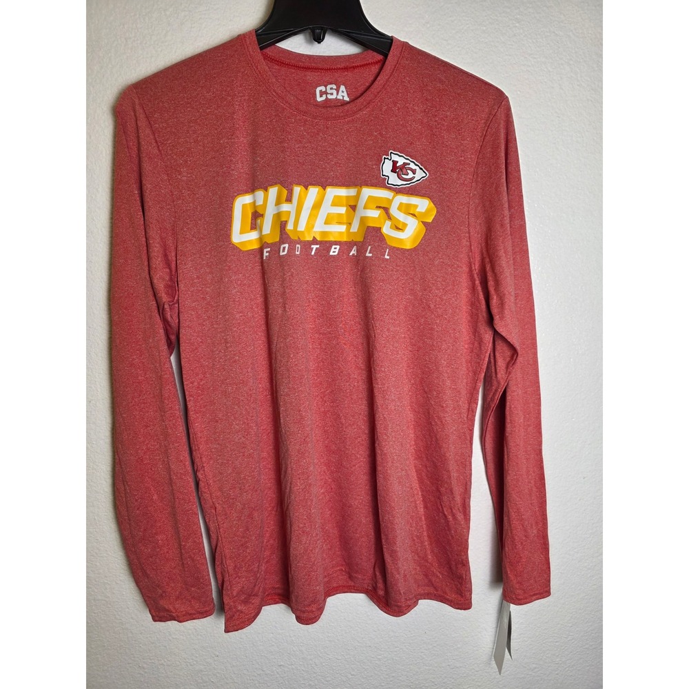 NFL Team Apparel Kansas City Chiefs Shirt Mens L Red Heather Long Sleeve DR42
